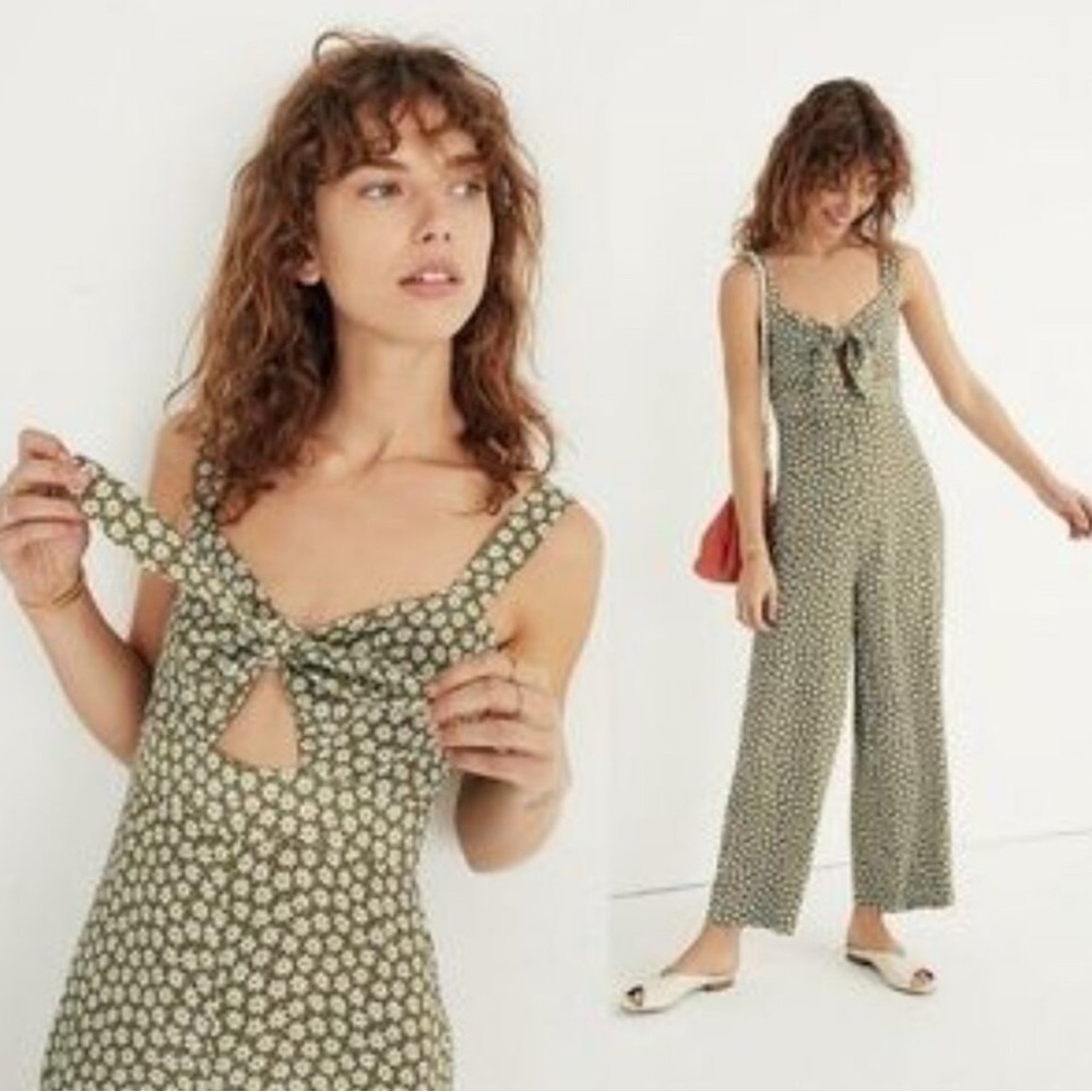 Madewell Green Retro Floral Jumpsuit